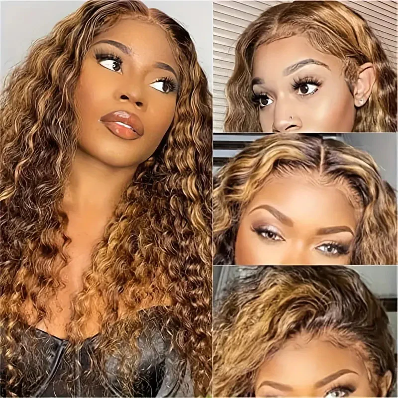 Virgin Deep Wave Highlight Wig 13x4/13x6 Wigs Ombre Honey Blonde Lace Frontal Wig 4/27 (Copy)