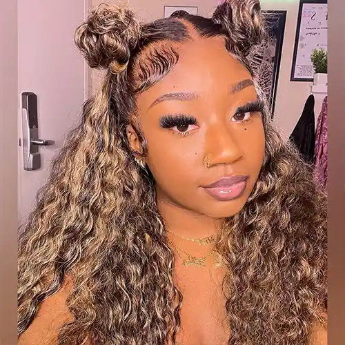Virgin Water Wave Highlight Wig 13x4/13x6 HD Lace Frontal Wig #4/27 Piano Color Natural Wave Wig