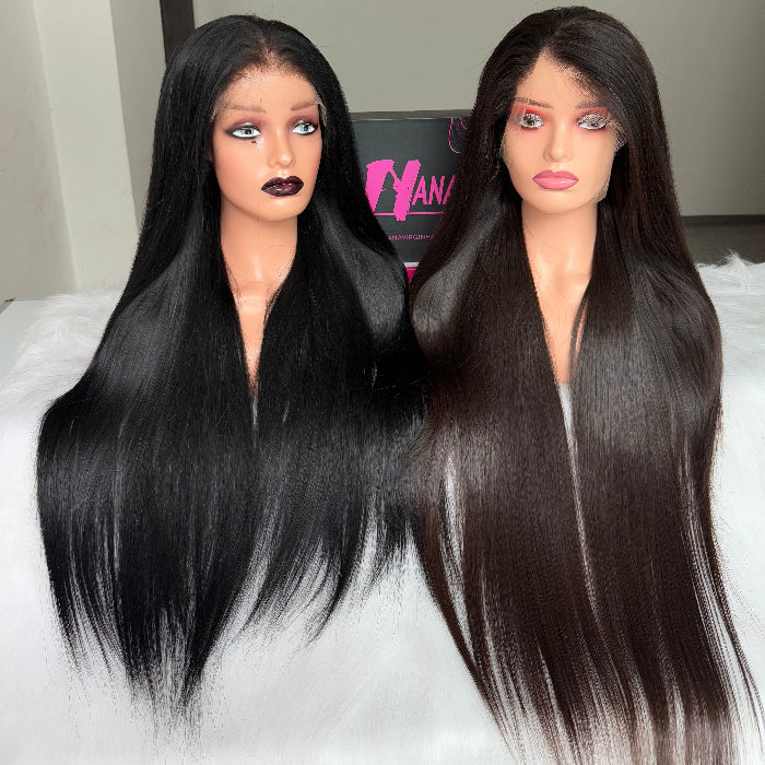 straight jet black wig