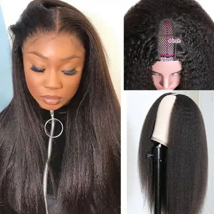 Raw/Virgin Kinky Straight U Part Wig Human Hair Wigs Easy Install Kinky Straight V Part Wig