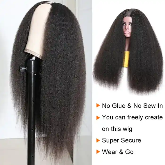 Raw/Virgin Kinky Straight U Part Wig Human Hair Wigs Easy Install Kinky Straight V Part Wig
