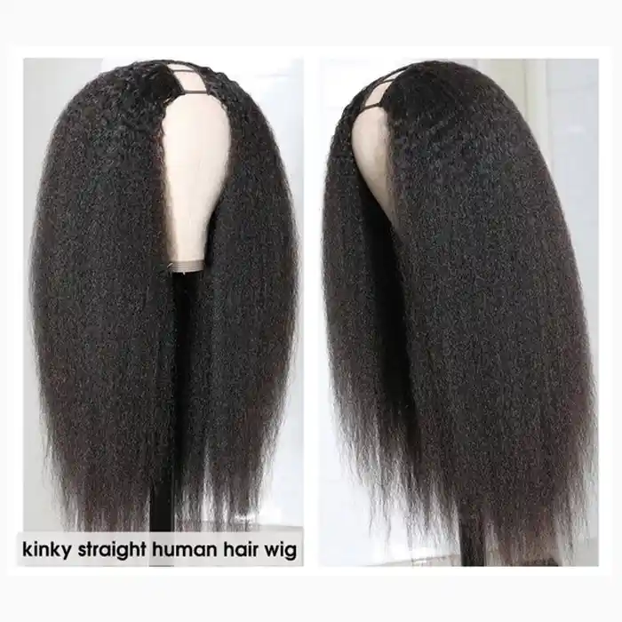 Raw/Virgin Kinky Straight U Part Wig Human Hair Wigs Easy Install Kinky Straight V Part Wig