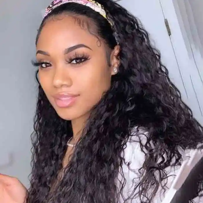 Raw/Virgin Loose Deep Headband Wig 160% 200% No Gel No Glue Silk Scarf Ocean Wave Headband Wigs