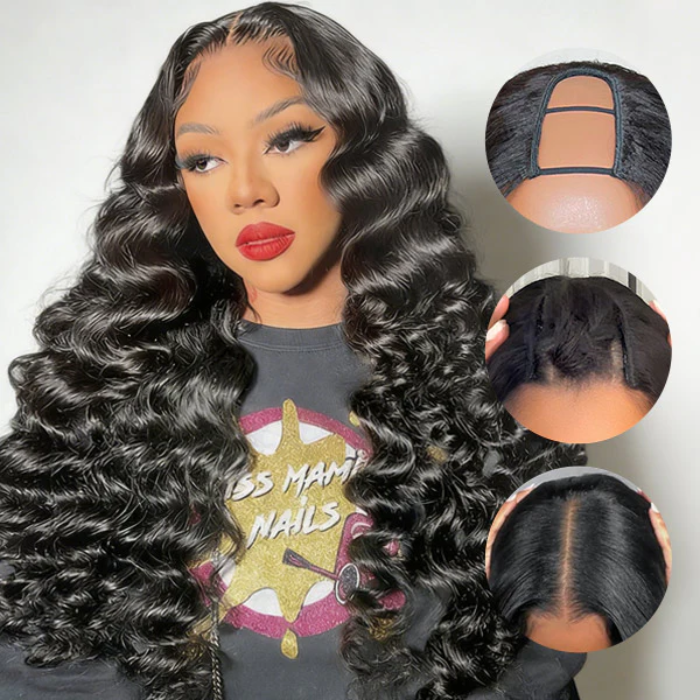 loose deep V part wig