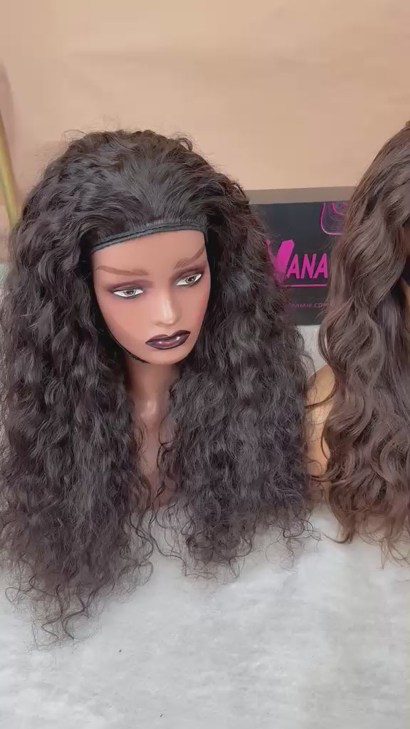 Raw Indian Hair Half Wig Raw Indian Wavy Half Wig / Raw Indian Curly Half Wig Drawstring Wig