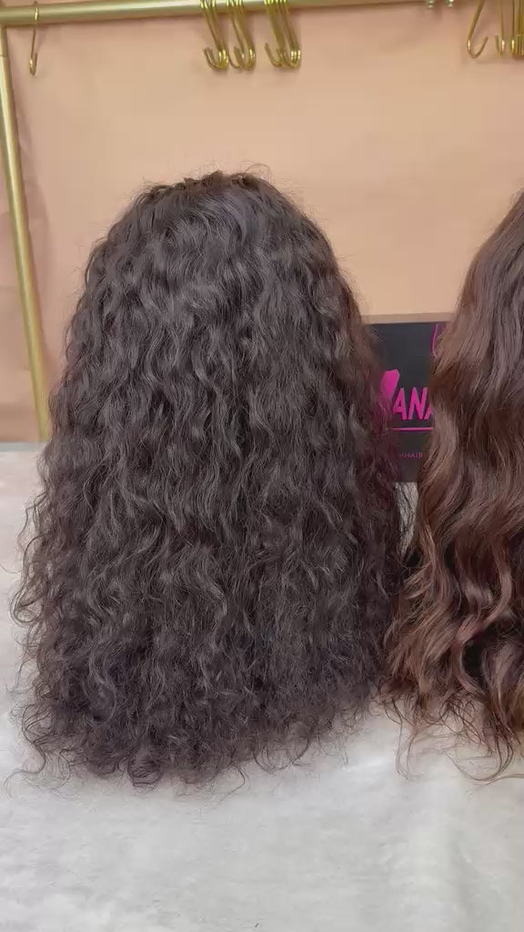 Raw Indian Hair Half Wig Raw Indian Wavy Half Wig / Raw Indian Curly Half Wig Drawstring Wig