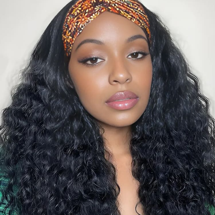 raw indian curly headband wig