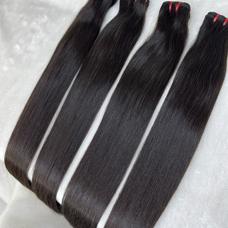 Raw hair Double Drawn Straight Hair Bundles From One Donor human hair Lace closure