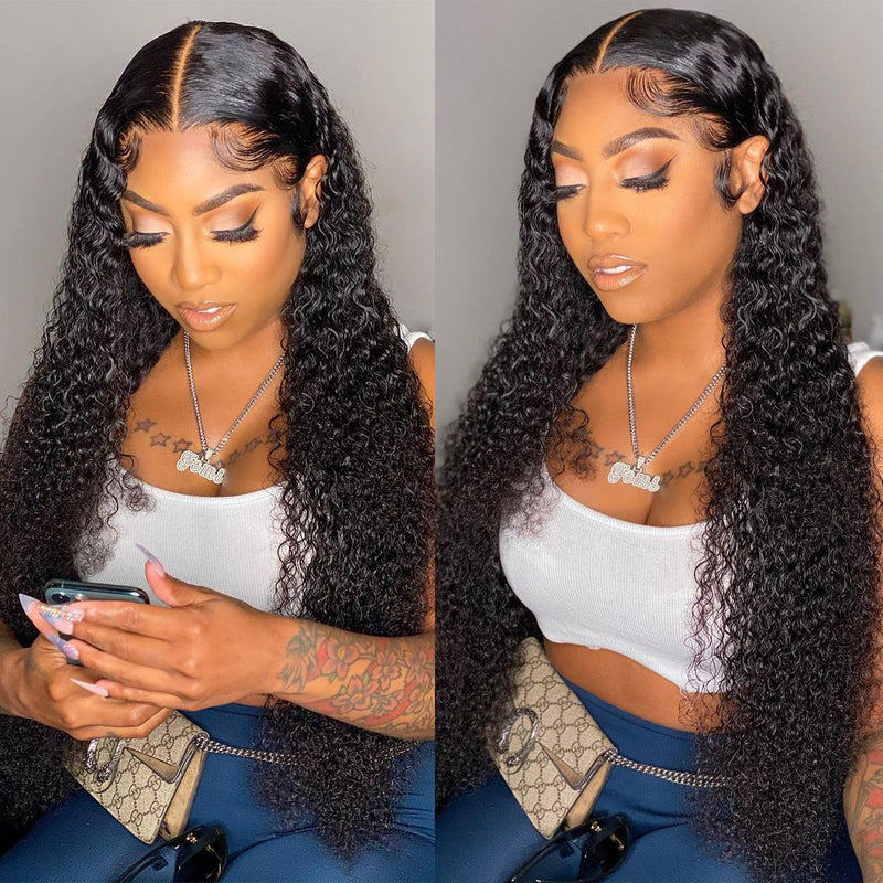 Raw Hair Glueless Curly 13x6 13x4 HD Lace Frontal Wig Deep Curly HD Lace Human Hair Wigs Plucked Hairline