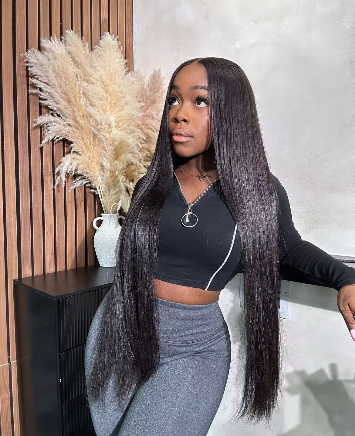 Straight human hair extensions
