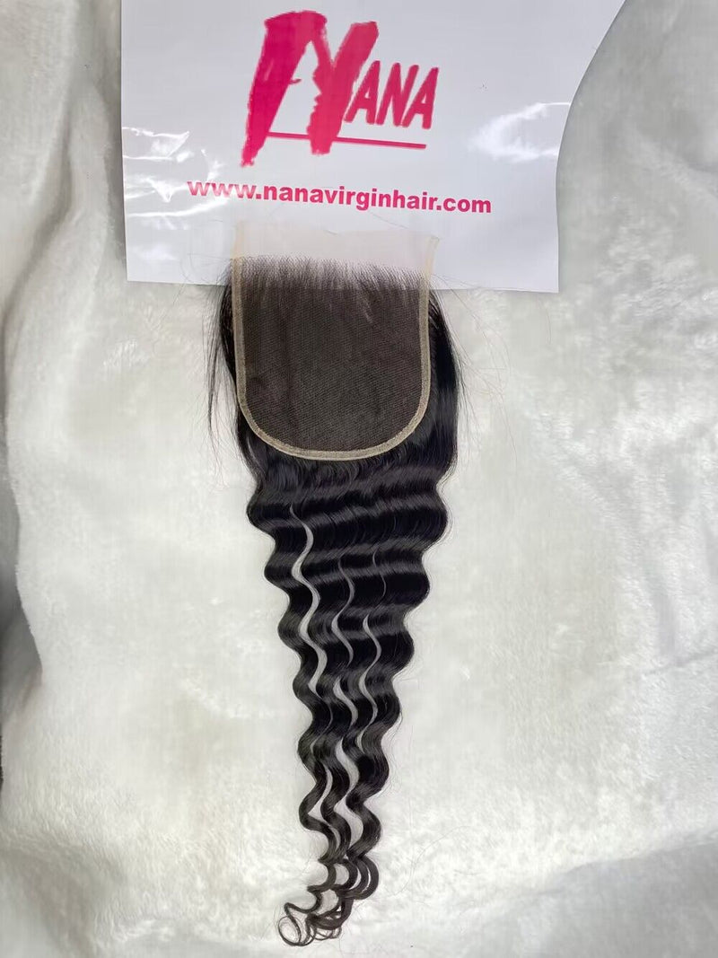 Wholesale virgin human hair transparent lace closure loose deep wave HD lace closure 4x4/5x5/6x6/7x7