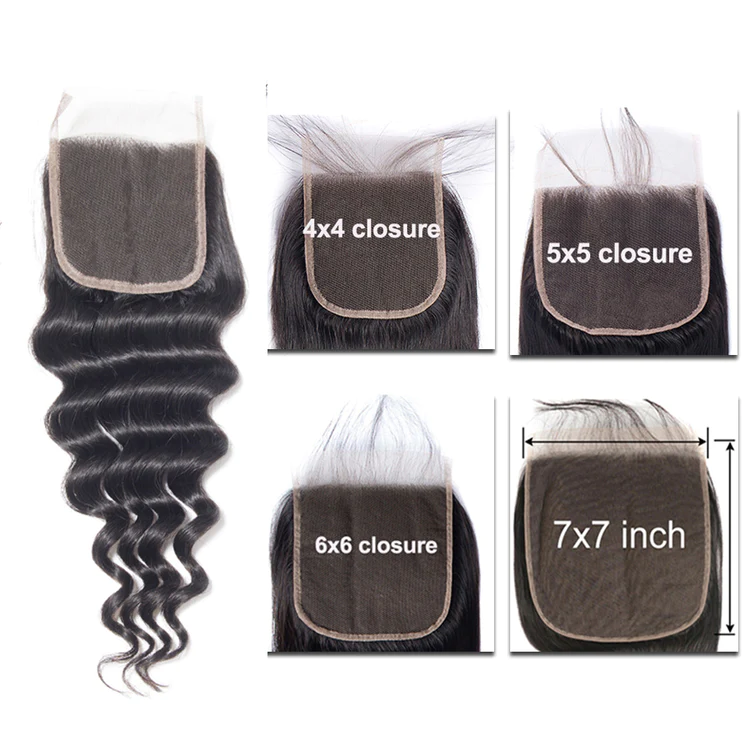 Wholesale virgin human hair transparent lace closure loose deep wave HD ...