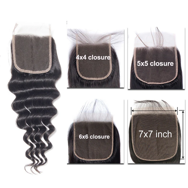 Wholesale virgin human hair transparent lace closure loose deep wave HD lace closure 4x4/5x5/6x6/7x7