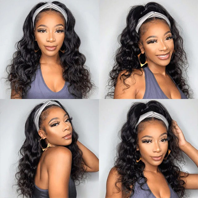 Virgin Hair Body Wave Wear And Go Glueless Headband Wigs No-Lace&No-Glue 160%&200% Density