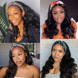 Virgin Hair Body Wave Wear And Go Glueless Headband Wigs No-Lace&No-Glue 160%&200% Density