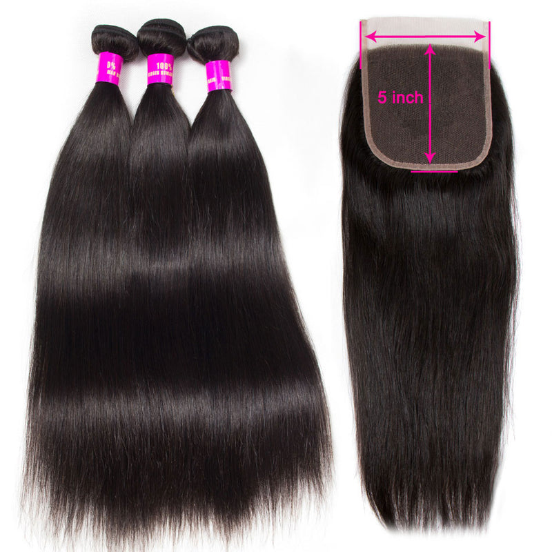    Unprocessed Luxury Virgin Hair Weave Wholesale Hair Bundles with Closures 1b#