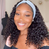 Virgin Hair Water Wave Hair Headband Bob Wigs Scarf Glueless Headband Bob Wig