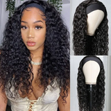 Virgin Hair Water Wave Wear And Go Glueless Headband Wigs No-Lace&No-Glue 160% 200% Density Natural Wave Headband Wigs