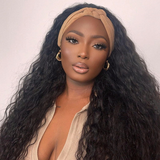 Virgin Hair Water Wave Wear And Go Glueless Headband Wigs No-Lace&No-Glue 160% 200% Density Natural Wave Headband Wigs