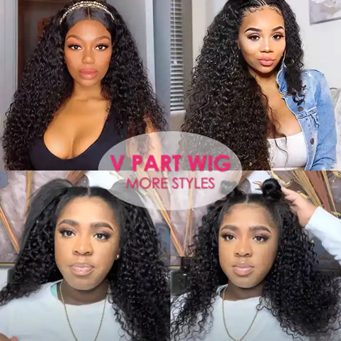 Raw/Virgin Hair Water Wave V Part Wig Natural Wave U Shape Wig Beginner Friendly 0 Skill Needed