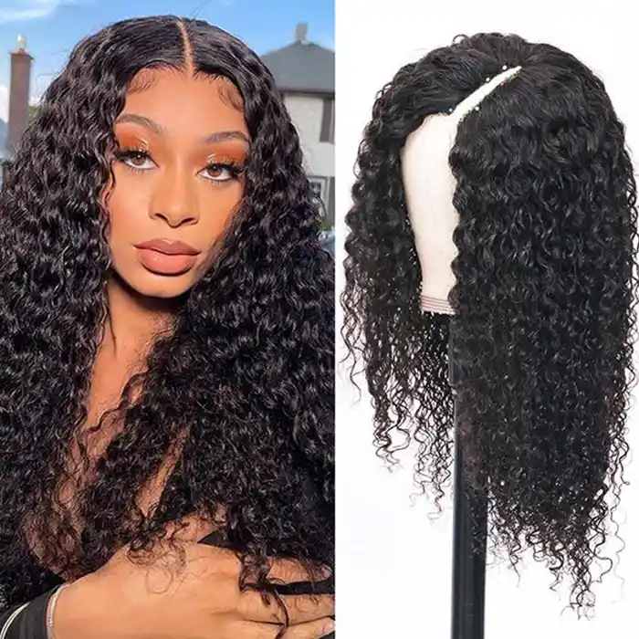 Raw/Virgin Hair Water Wave V Part Wig Natural Wave U Shape Wig Beginner Friendly 0 Skill Needed