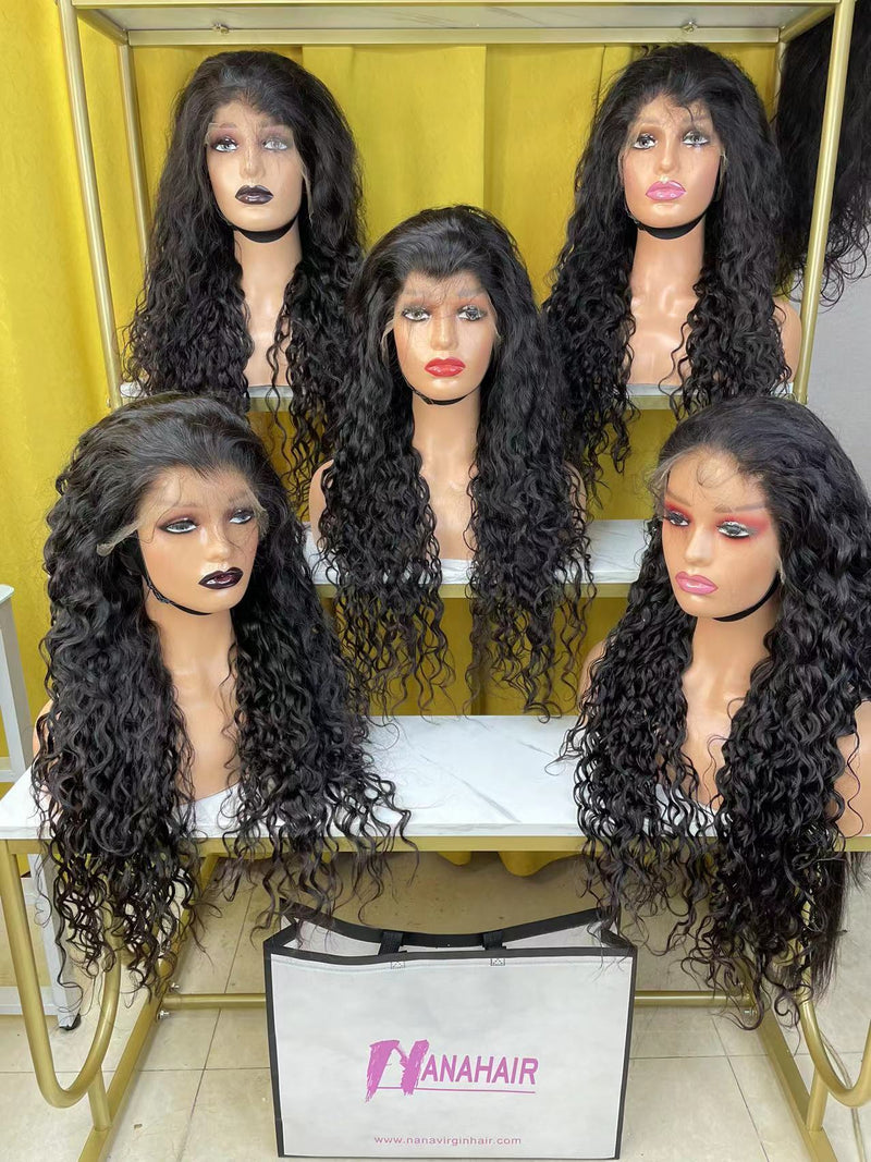 Raw Hair Glueless Water Wave Human Hair Wigs 13x4 Lace Frontal Wig Wet And Wavy Pre Plucked 13x6 HD Lace Wigs