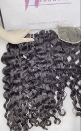 Wet and wavy Raw hair wholesale bundle deal 3 or 4 Bundles with Closure